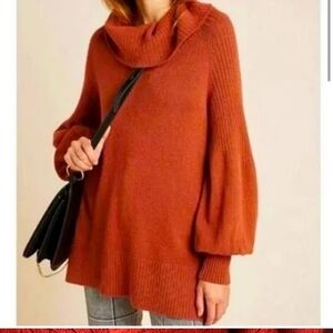 Anthropologie Medium Burnt Orange Cowl Neck Sweater